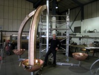 The fountain partly assembled in the workshop