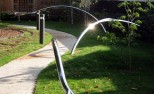 The sculpture follows the pathway